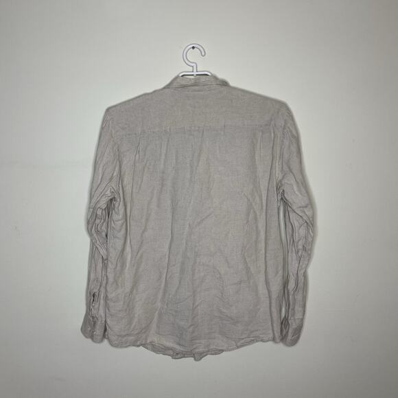 GRANT THOMAS Men's Tan Oatmeal 100% Linen Button Up Shirt Coastal Beach Sz L‎ - Picture 4 of 5